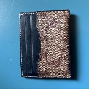 Coach Signature Brown and Black Card Holder
